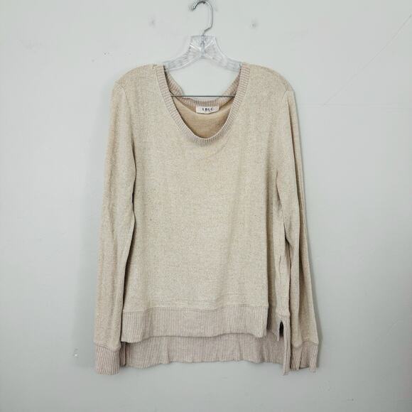 LBLC The Label Beige Crew Neck Pullover Sweater Women’s Size M - Picture 1 of 9